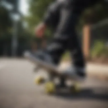 Adidas Adi Ease Black in action on a skateboard