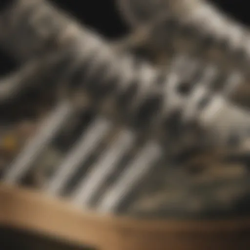 Close-up of the adidas Busenitz Camo showcasing its unique camouflage pattern and texture