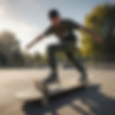 Adidas Busenitz Camo in action on a skateboard at a park