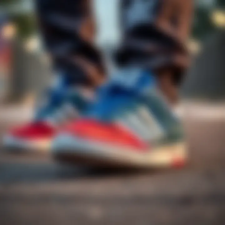 Cultural Influence of Adidas in Skateboarding Cultural impact of Adidas red, white, and blue sneakers in skateboarding