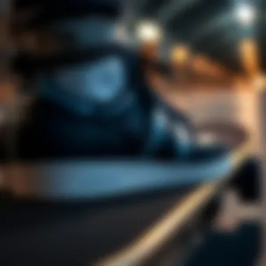 Adidas Skate Shoes: A Close-Up View Close-up of Adidas skate shoes on a skateboard