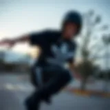 Dynamic skateboarder showcasing Adidas apparel