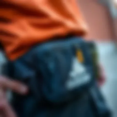 Close-up of adidas waistpack features designed for skaters