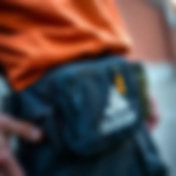 Close-up of adidas waistpack features designed for skaters