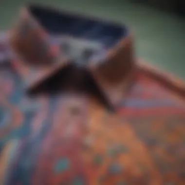 Vibrant Patterns on Shirts Close-up of vibrant patterns and textures on budget-friendly shirts