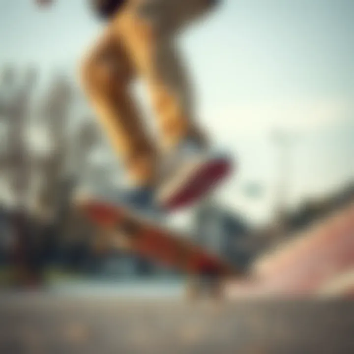 Performance of Vans Shoes in Skateboarding A skateboarder performing tricks while wearing Vans shoes for enhanced grip