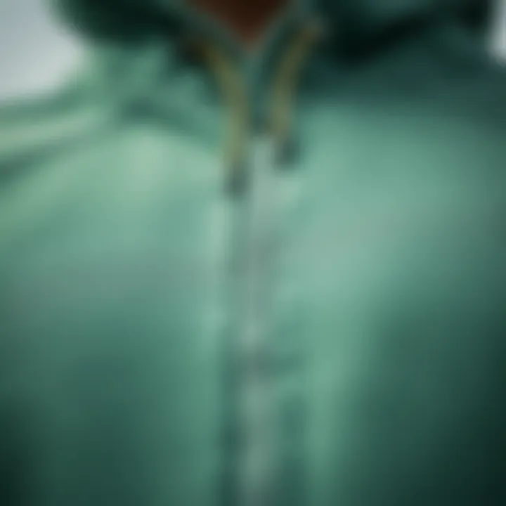 Close-up of the fabric and stitching of a Baja hoodie poncho