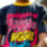 Vibrant Biggie T-Shirt Design A close-up of a Biggie t-shirt featuring bold graphics and vibrant colors.