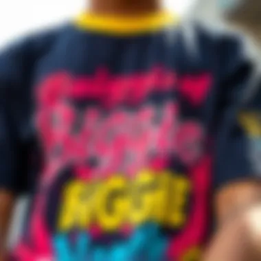 Vibrant Biggie T-Shirt Design A close-up of a Biggie t-shirt featuring bold graphics and vibrant colors.