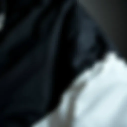 Close-up of a black and white jacket showcasing fabric texture