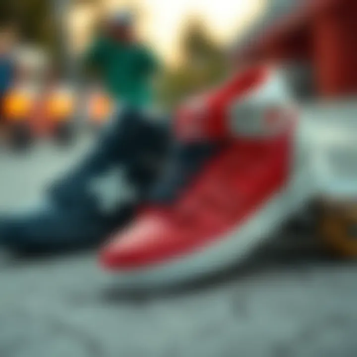 Artistic representation of brand collaborations in skate shoes