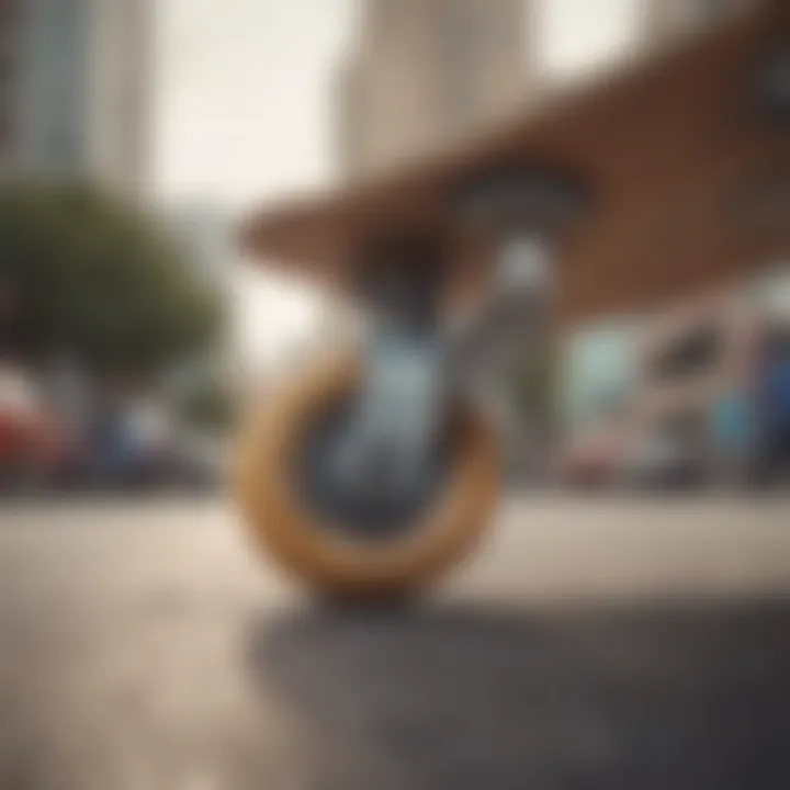 A close-up of a skateboard with worn-out wheels, symbolizing the impact of broken promises.