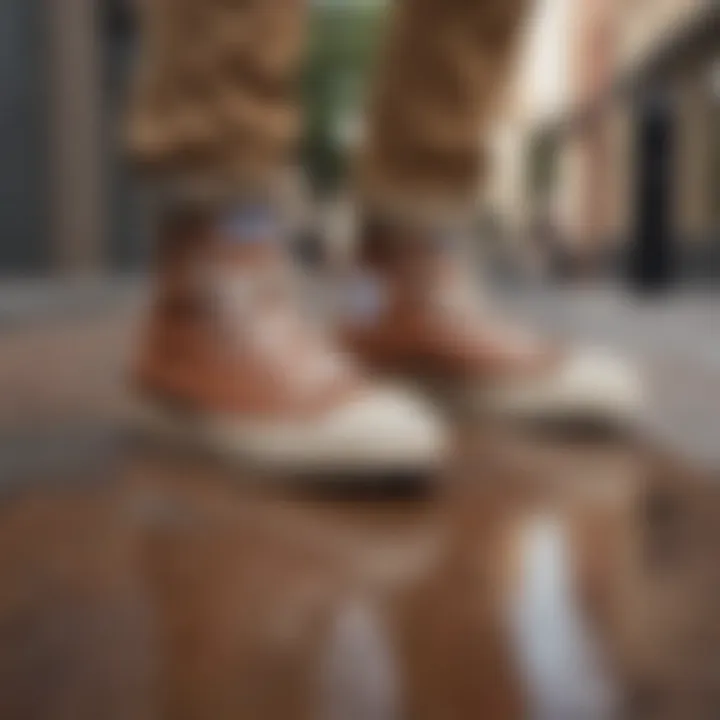 A street style outfit featuring brown Converse sneakers