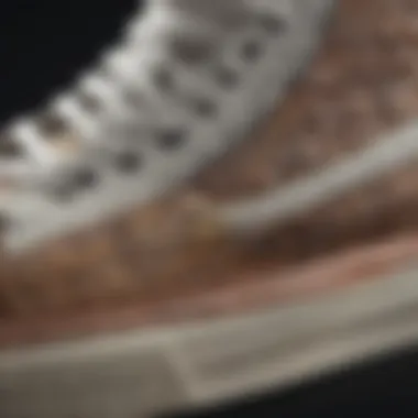 Material and Texture of the Champion Hightop Close-up of the Champion Hightop's unique material and texture.
