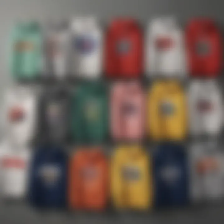 Collection of Champion sweatshirts displayed