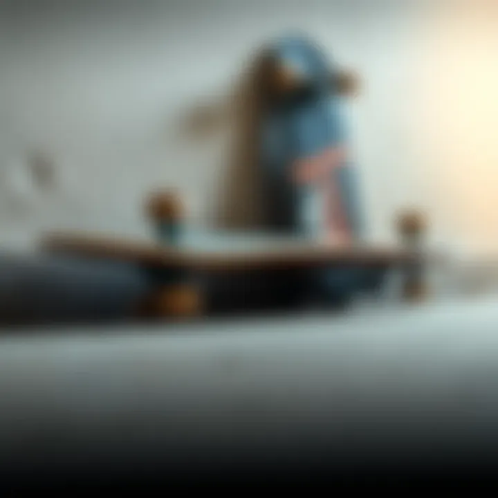 Maintenance Tips for Your First Skateboard A well-maintained skateboard resting against a wall