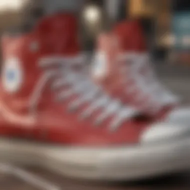 Exquisite Craftsmanship of Chuck Taylor High Tops Close-up of Chuck Taylor leather high tops detailing
