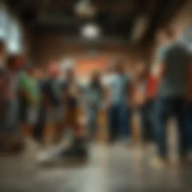 Community Engagement in Skate Culture Group of skaters gathered in a creative space, all wearing Chuck Taylor sneakers