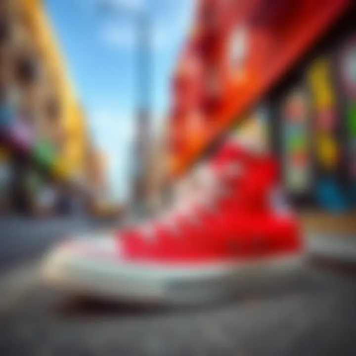 Chuck Taylor's Role in Urban Fashion Chuck Taylor All Star Mid Tops displayed against a vibrant urban backdrop