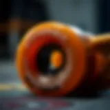 Close-up view of gel skateboard wheels showcasing their texture and design.