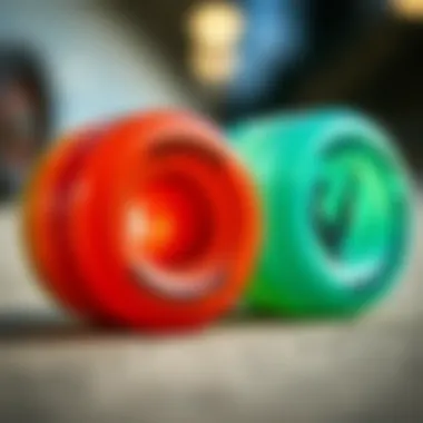 Comparison of gel skateboard wheels and traditional wheels side by side.