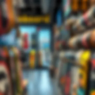 Retail Environment for Skateboard Purchases Skateboard retailer storefront with products