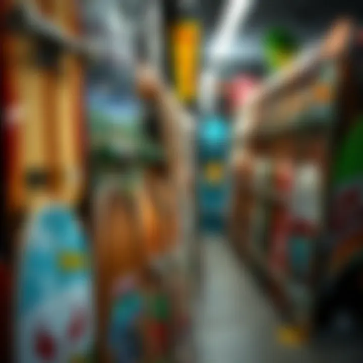 Diverse Selection of Complete Skateboards Variety of complete skateboards on display