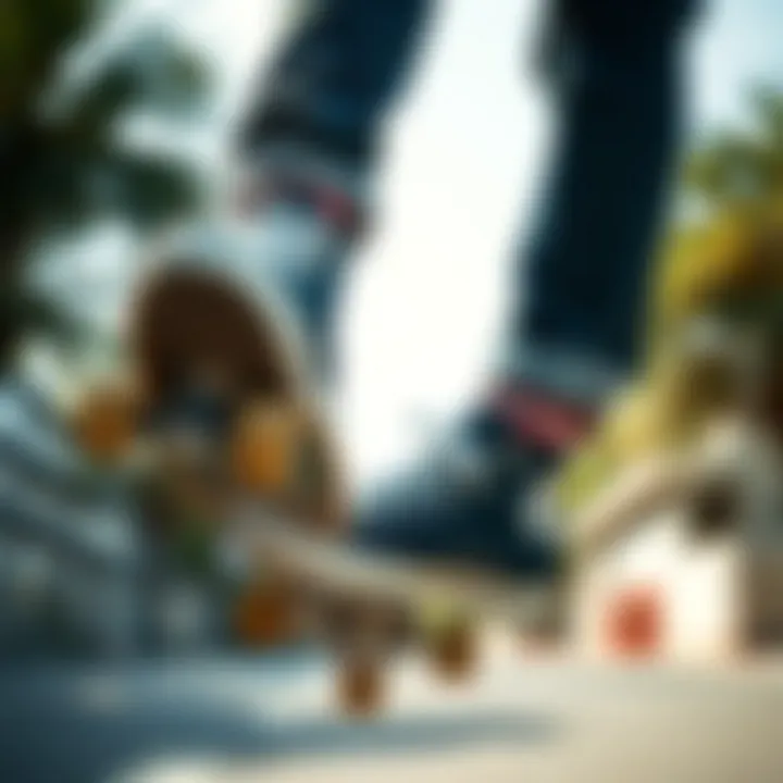Skateboarder in Action with Converse A skateboarder showcasing Converse shoes in action