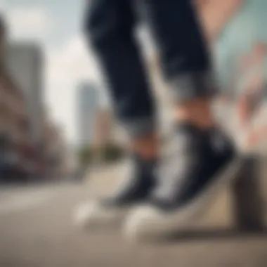 Person wearing Converse Chuck Taylor Platform Low Top in an urban setting.