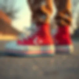 Close-up view of Converse Run Star Hike shoes showcasing their unique platform design