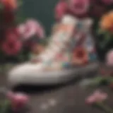 Close-up of vibrant floral Converse sneakers