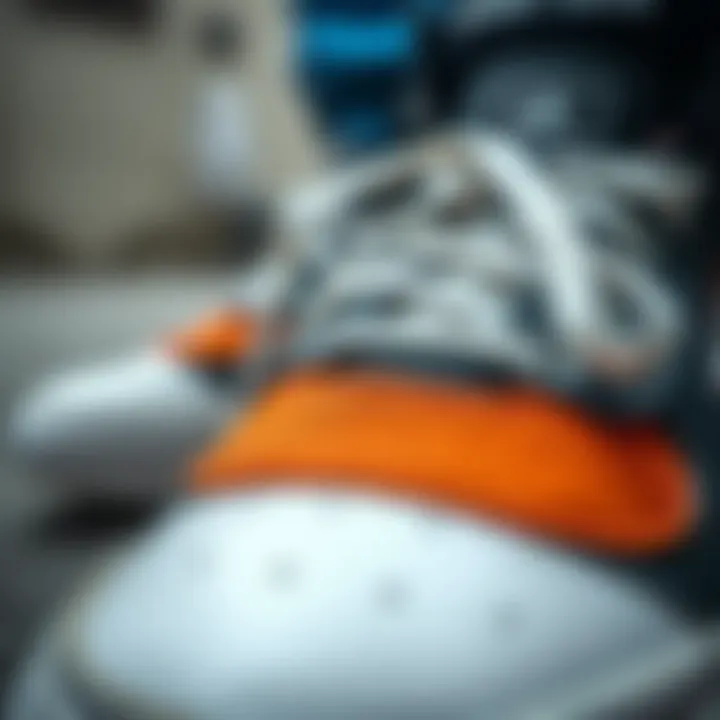 Close-up of the materials used in convertible skate shoes