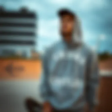 Urban Skate Park Style A skateboarder wearing the Crooks Castles hoodie in an urban skate park setting.