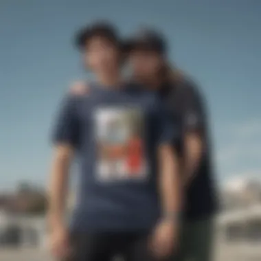 Group of skateboarders wearing cropped Nike tees