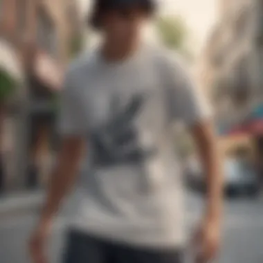 Cropped Nike Tee in Action Cropped Nike tee showcased in a dynamic skateboarding environment