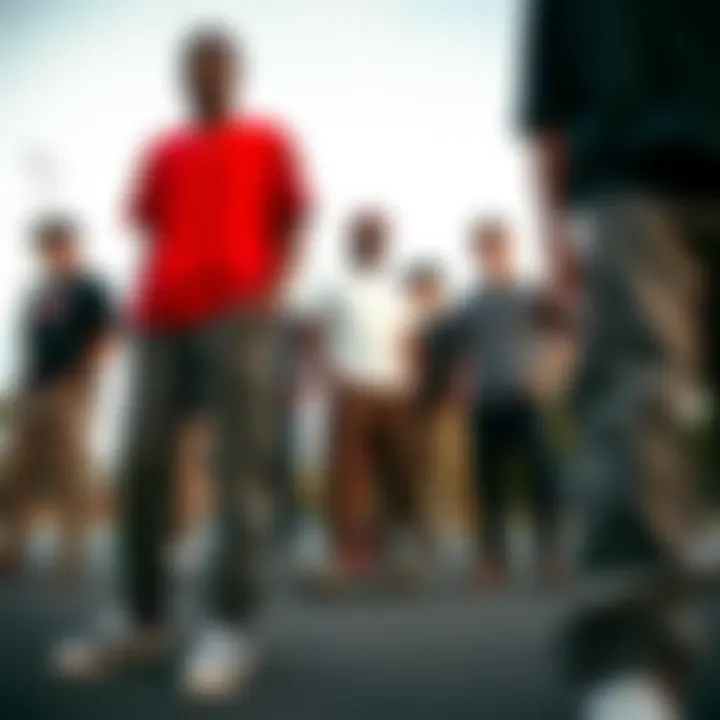 Diverse Styles of Cargo Pants in Skateboarding Culture Group of skateboarders wearing diverse styles of cargo pants