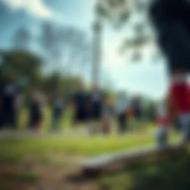 Community Identity and Tune Squad Socks Group of skateboarders showcasing their Tune Squad socks in a park