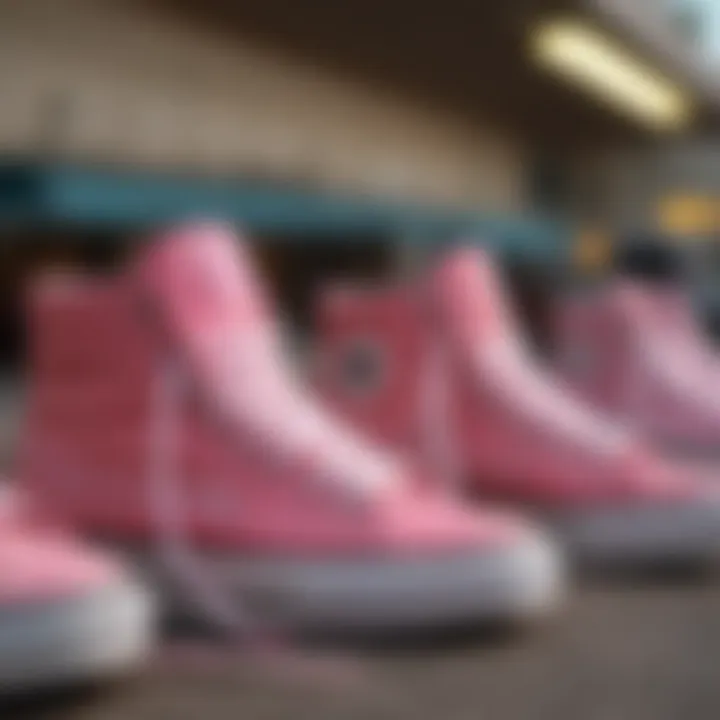 A collection of pink high tops reflecting skate culture