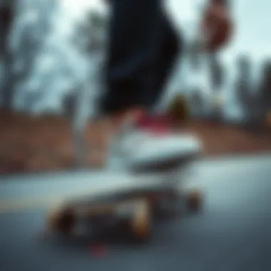 Skateboarding in Custom Nike Blazers Low Skateboarder wearing Custom Nike Blazers Low in action