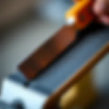 Precision Cutting Technique for Grip Tape Close-up of a razor cutting through grip tape with precision