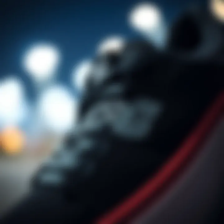 Close-up of the design details of DC skate shoes