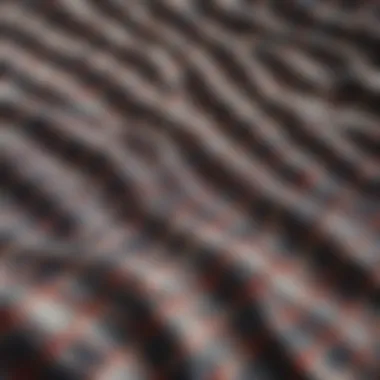 Close-up of fabric texture showcasing checkered pattern