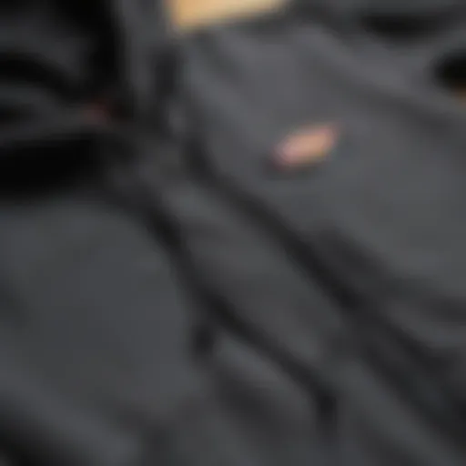 Close-up view of the Dickies Zip Up Hoodie showcasing its fabric texture and stitching