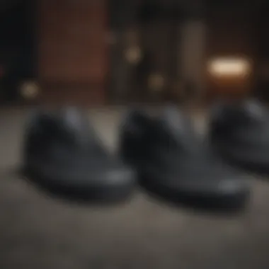 Sizing Features of Black Vans Close-up of black Vans focusing on sizing features