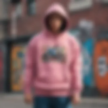 A vibrant Enjoi hoodie displayed against a graffiti backdrop