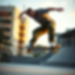 A skater showcasing cargo loose pants during a trick