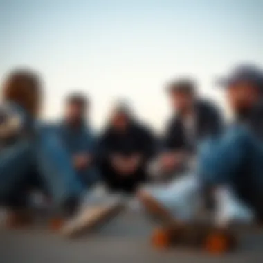 Exploring Footwear Choices in Skateboarding Culture Group of friends discussing skateboarding culture and footwear choices