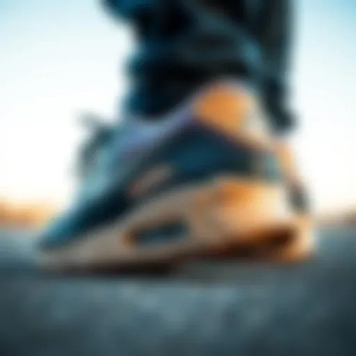 Close-up view of the Nike Air Max 90 Gum showcasing its unique gum sole