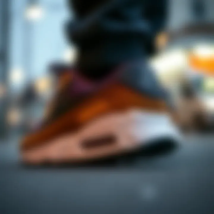 Elegant Silhouette of the Nike Air Max 90 Gum Side profile of the Nike Air Max 90 Gum illustrating its sleek silhouette