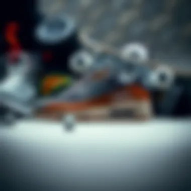 Fashion Meets Functionality A stylish arrangement of the Nike Air Max 90 Gum with skateboard gear